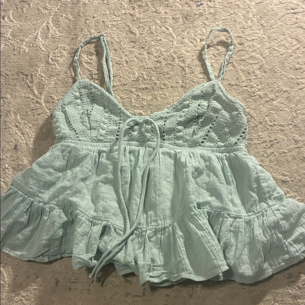 Aeropostale Lace Trimmed Camisole - Light Green